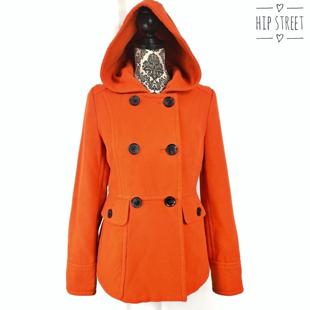 ANA Orange Hoodie Pea Coat S